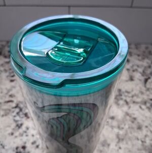 Mermaid Tail Art Tumbler drinking cup travel plastic - Blue and Green